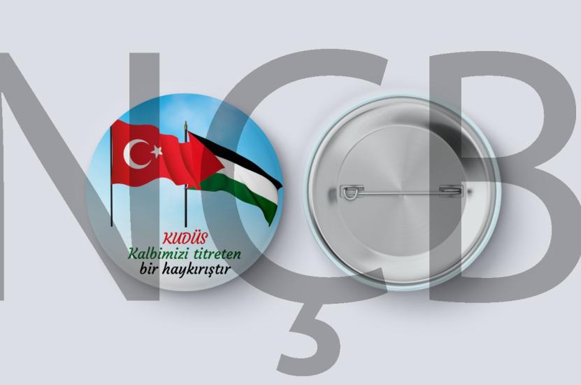 Türkiye Filistin Bayrak Temalı İğneli Rozet