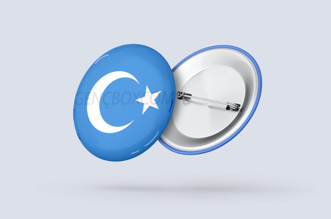 Doğu Türkistan Bayrak Mavi - İğneli Rozet