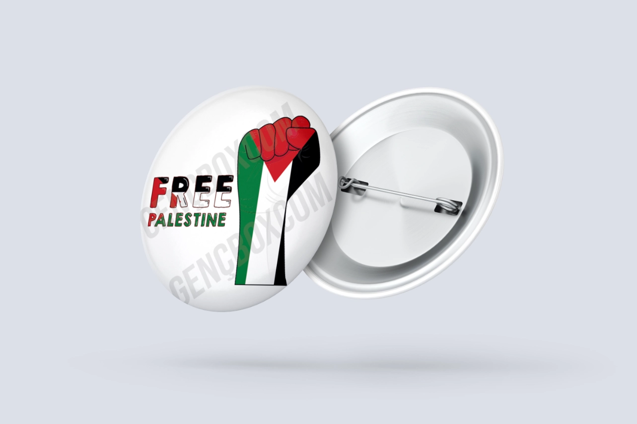 Free Palastine Yumruk - İğneli Rozet