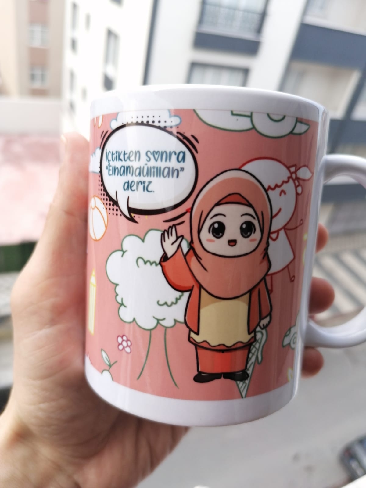 İçmeden Önce Bismillah, İçtikten Sonra Elhamdülillah (Kız) Özel Kupa Bardak