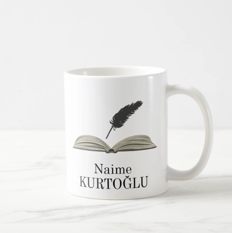 Kitap ve Dağılan Harfli - İsimli Canım Öğretmenim Kupa Bardak