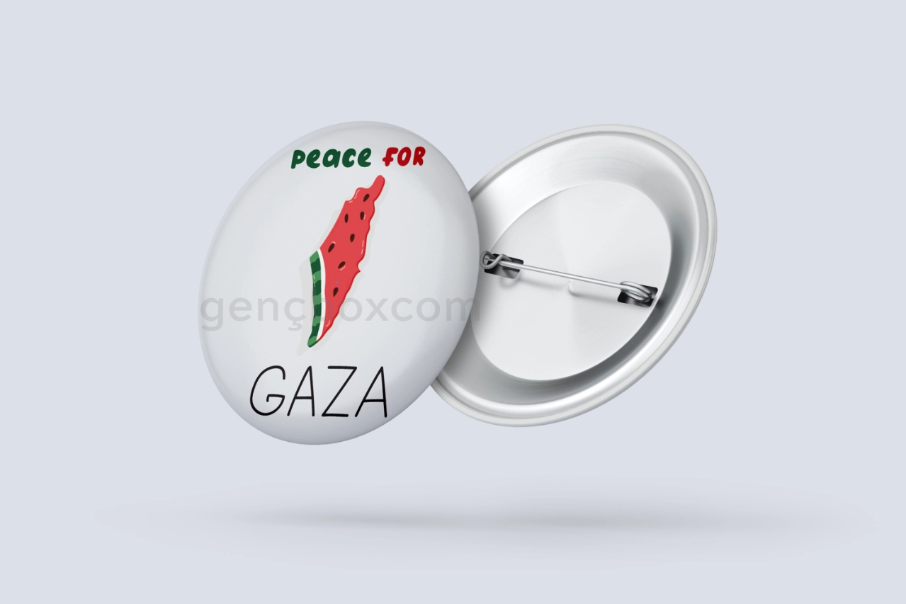 Peace For Gaza - İğneli Rozet (Gri)