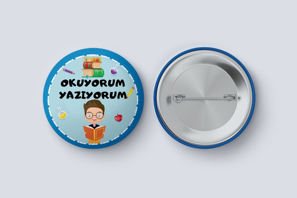 Mutluyum Okuyorum - ABC Çocuk İğneli Rozet