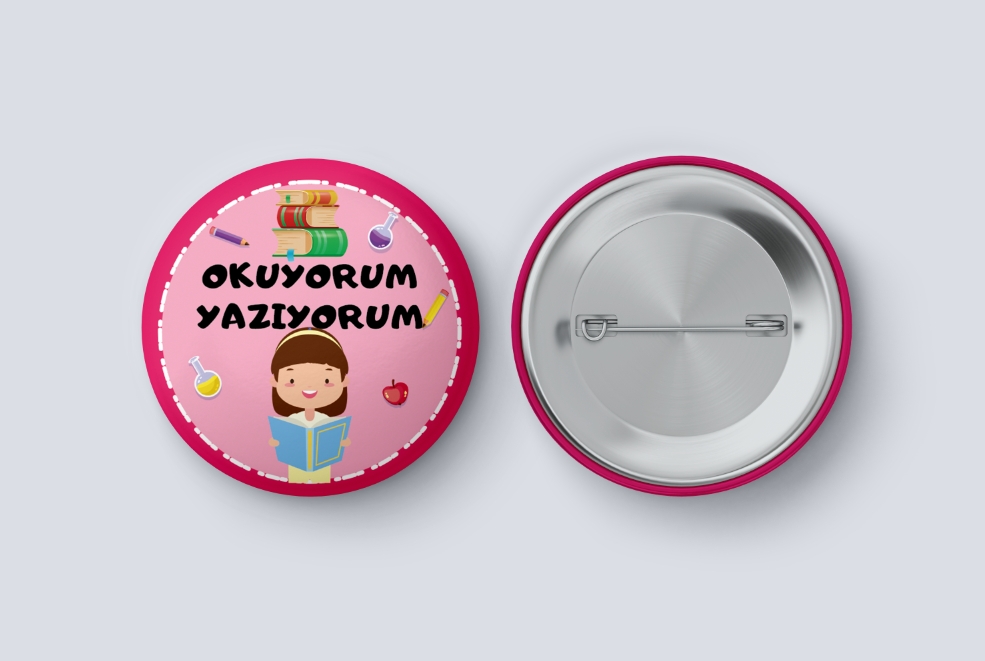 Mutluyum Okuyorum - ABC Çocuk İğneli Rozet