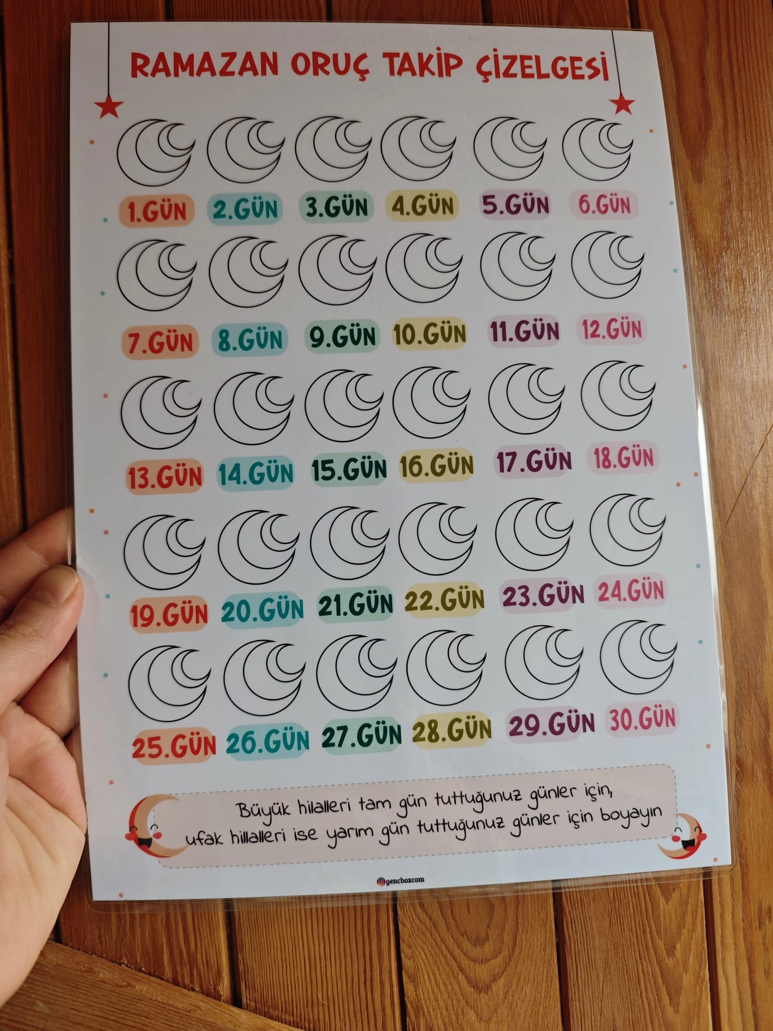 Oruç Takip Çizelgesi (PVC KAPLAMA)