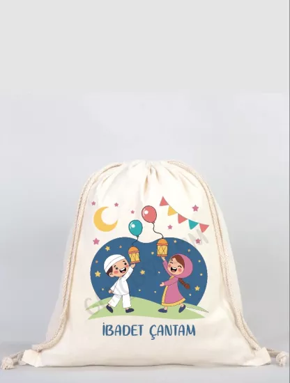 İbadet (Teravih) Çantam - Çocuk Büzgülü Sırt Çantası