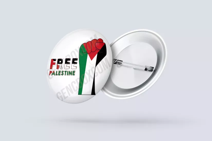 Free Palastine Yumruk - İğneli Rozet