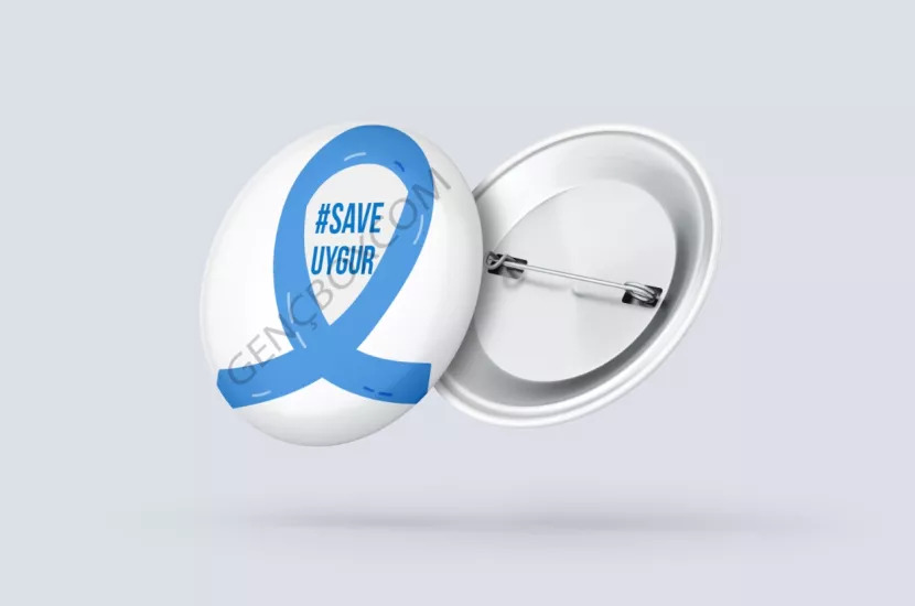 Save Uygur Mavi - İğneli Rozet