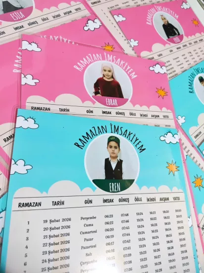 Çocuk Resimli ve İsimli Kişiye Özel Ramazan İmsakiyesi (PVC KAPLAMA)
