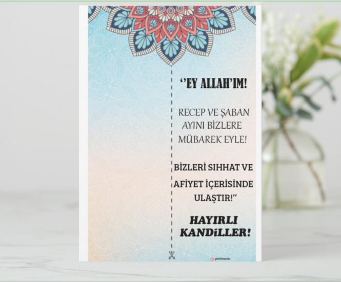 Mavi Mandala Desenli Hediyelik Kandil Kartı(Hediyelik Çikolata Kahve Kart)