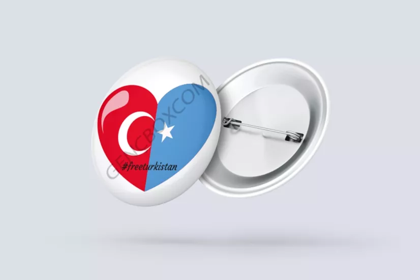 Free Türkistan Kalp - İğneli Rozet