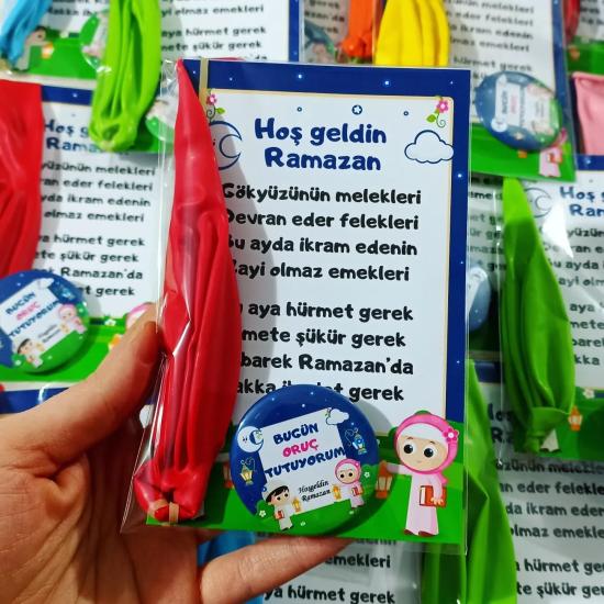 Ramazan Manili Kart Rozet ve Balonlu Paket 