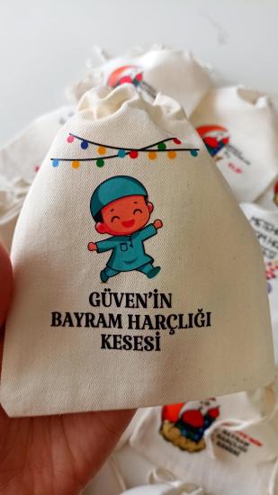 Takkeli Çocuk Temalı İsimli - Çocuk Bayram Harçlık Kesesi(12*15 cm)