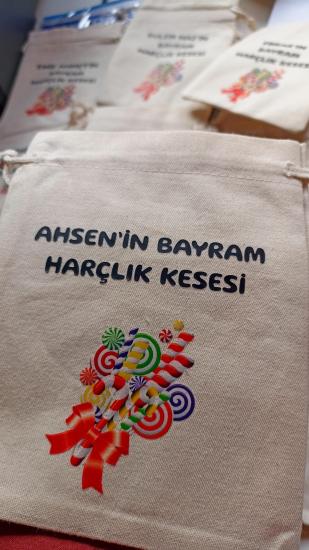 Şeker Temalı İsme Özel Bayram Harçlık Kesesi (15*20)