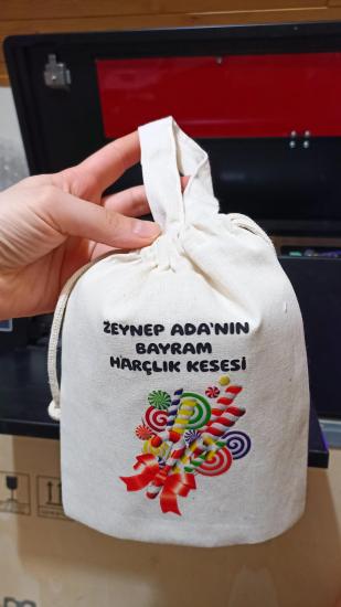 Şeker Desen Tek Tutmalı Kulplu İsme Özel Kese(15*20)