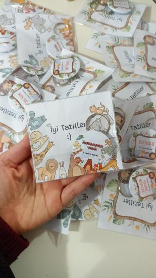 Hayvan Figürlü Açacaklı Anahtarlıklı Çocuk Hediyelik Paket