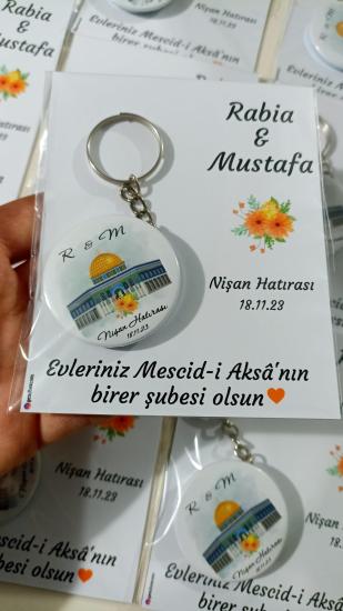 Mescidi Aksa Açacaklı Anahtarlıklı Hediyelik Nişan Hatırası Kart Paketi