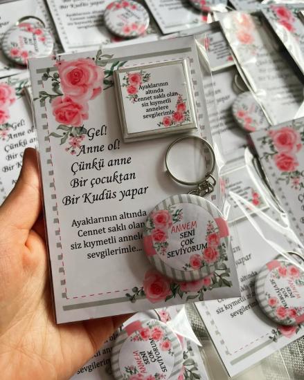 Gel Anne Ol Açacaklı Anahtarlıklı Çikolatalı Hediyelik Kart Paketi