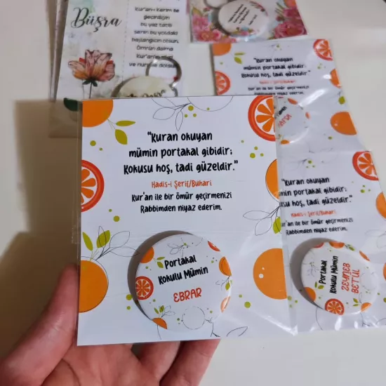 Portakal Kokulu Mümin - İsme Özel İsimli Rozet Hediyelik Kart Paket