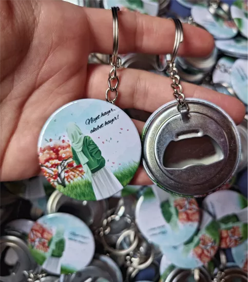 Niyet Hayır Akıbet Hayır -Yeşil Açacaklı Anahtarlık