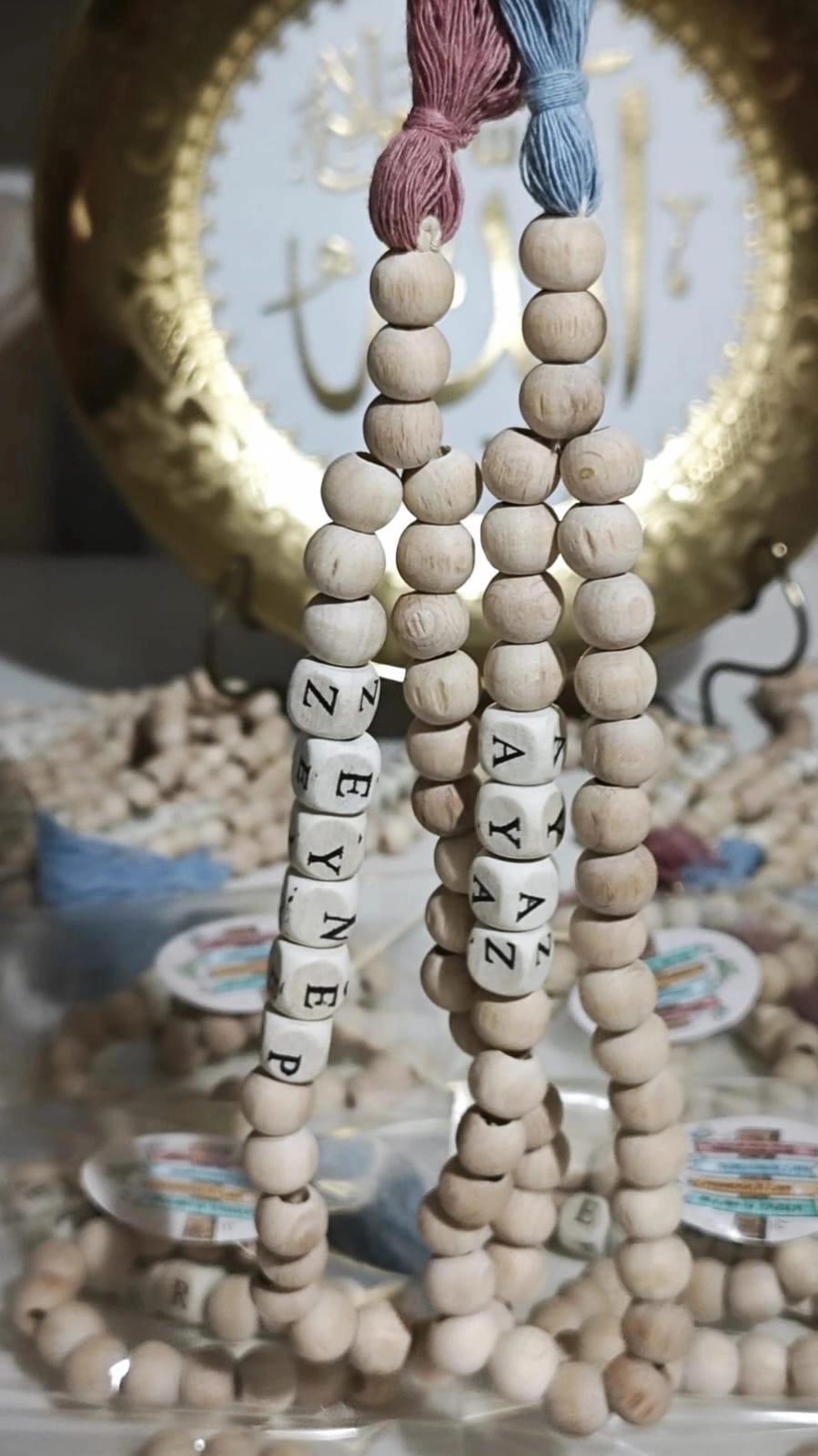 Püsküllü İsme Özel Ahşap Çocuk Tesbih (33’lü)