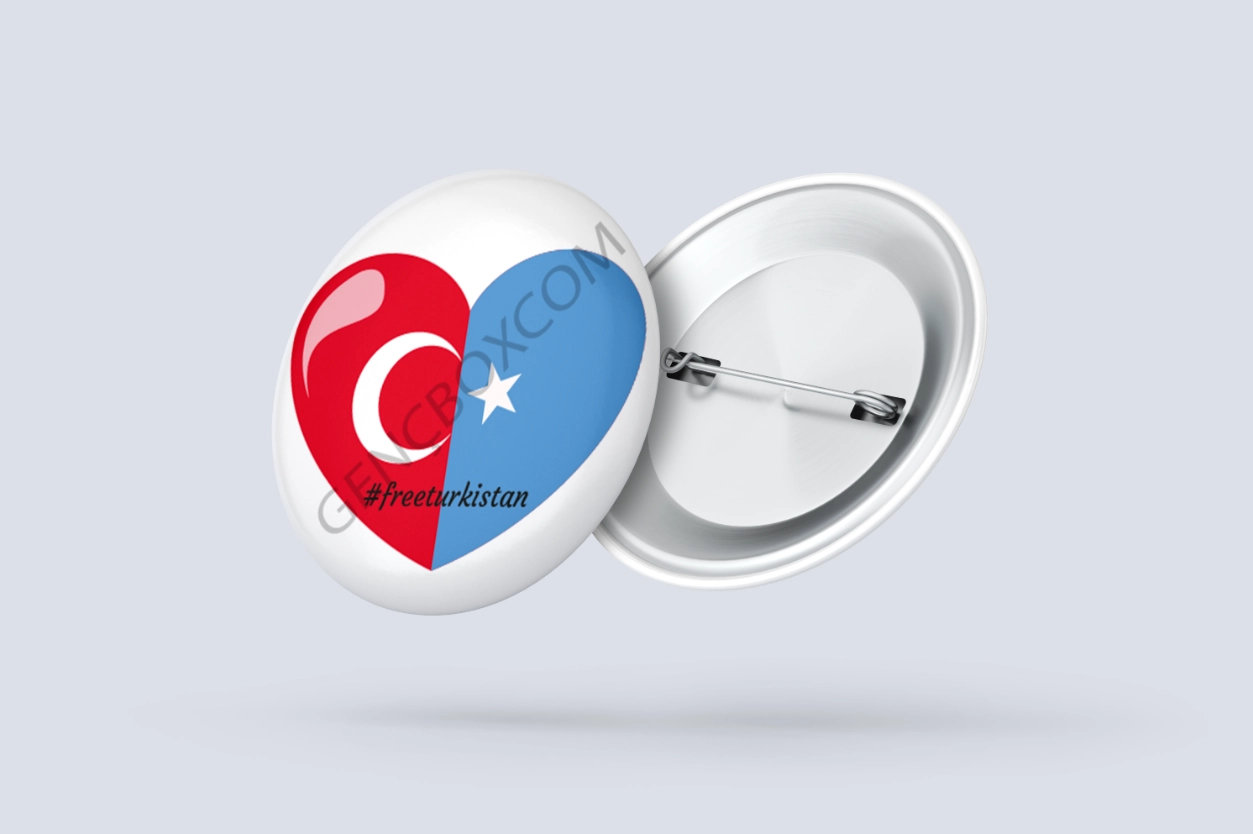 Free Türkistan Kalp - İğneli Rozet