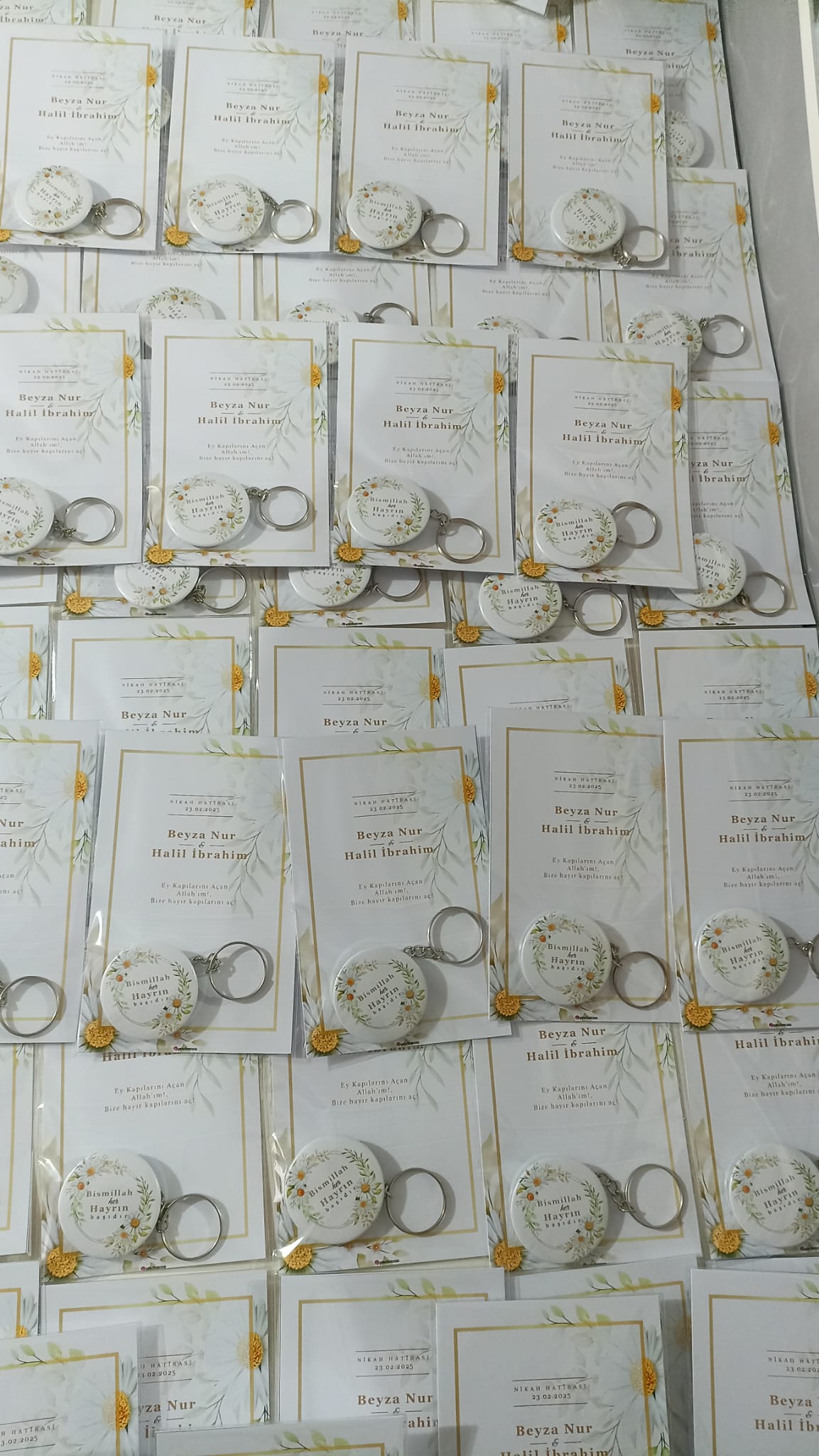 Papatya Temalı Anahtarlıklı - Nikah Hediyelik Kart