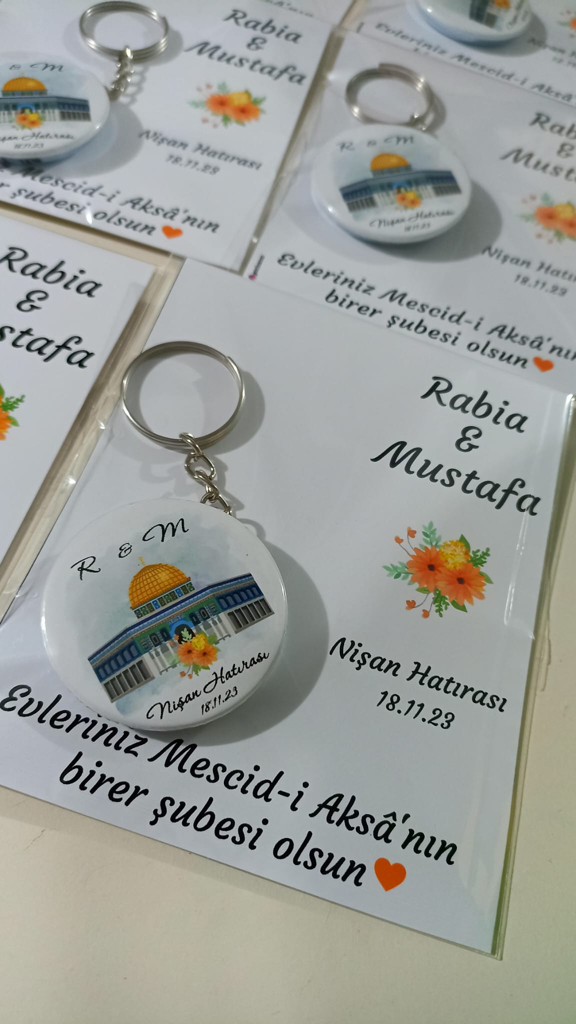 Mescidi Aksa Açacaklı Anahtarlıklı Hediyelik Nişan Hatırası Kart Paketi