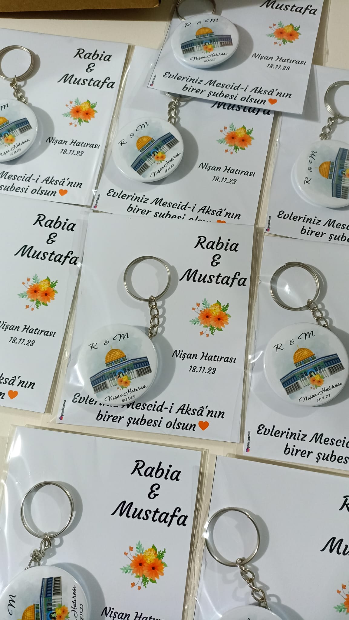 Mescidi Aksa Açacaklı Anahtarlıklı Hediyelik Nişan Hatırası Kart Paketi