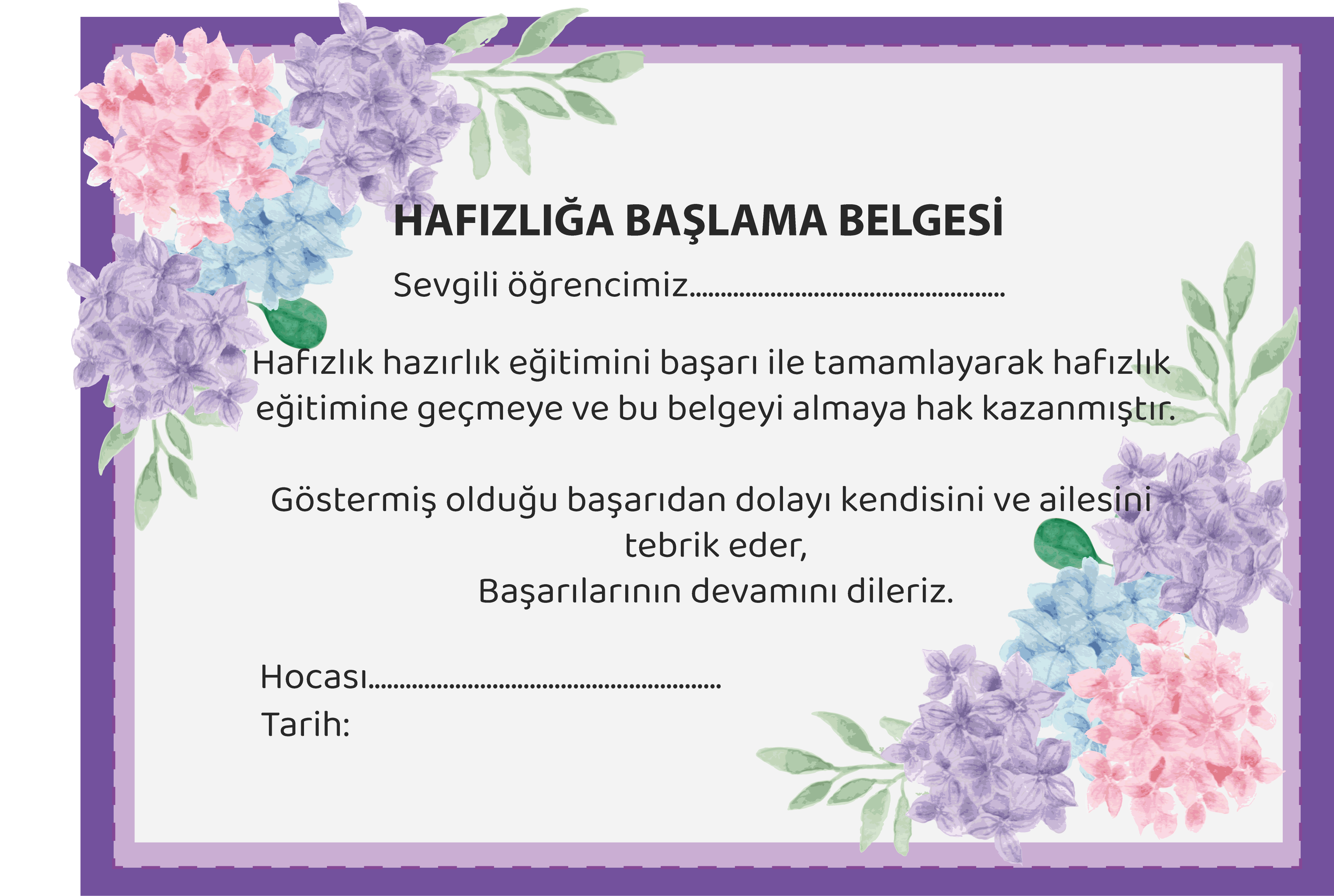 Kuran Kursu Belgeleri